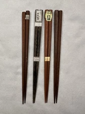 Japanese Natural Wood Set Of 4 Chopsticks 9 Inches Lacquered Beautiful Sets