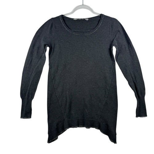 Athleta Womens Asymmetrical Hem Long Sleeve Sweater S Gray Cashmere Goth READ