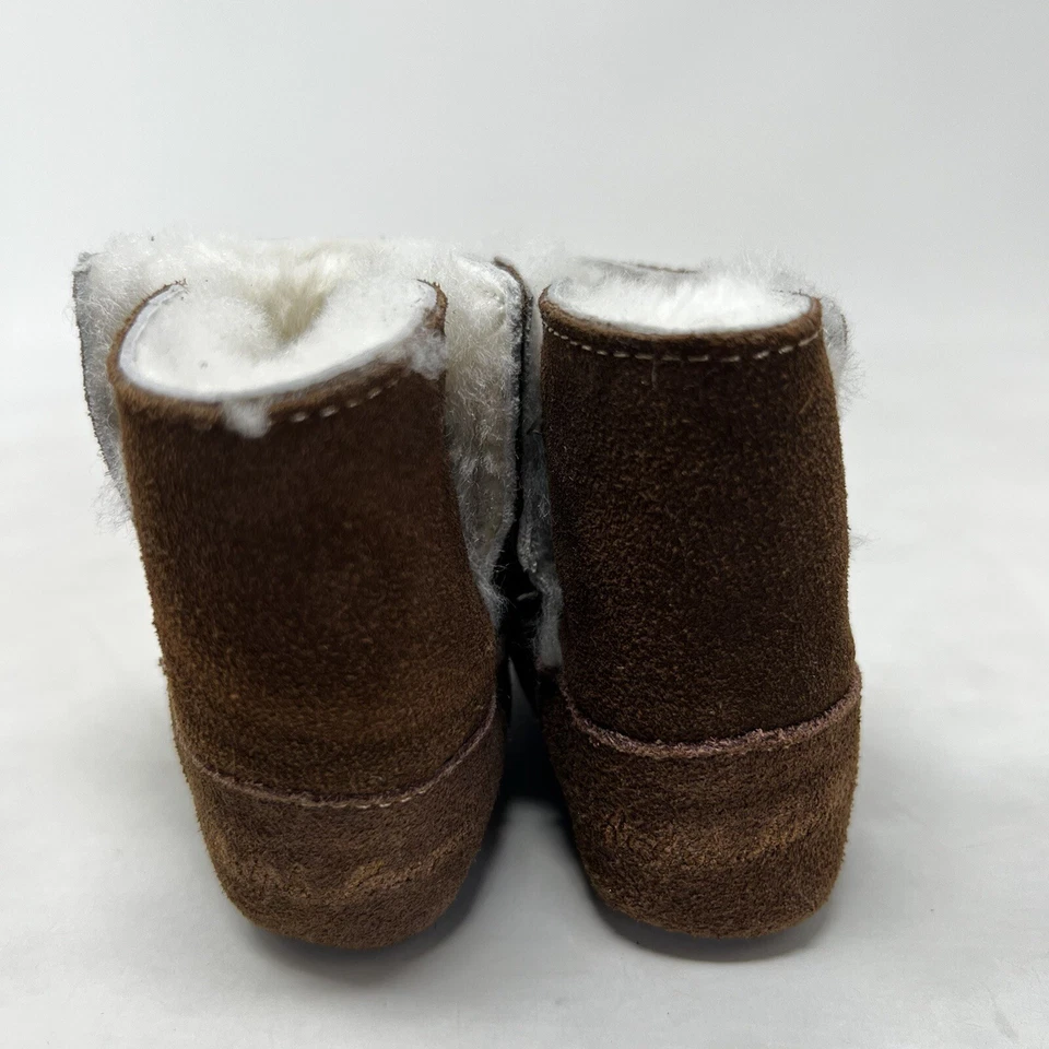 Ralph Lauren Infantil Niña Mallor Gamuza Palanca Bota Marrón Layette Zapatos Talla 1 Foto 4 de 4