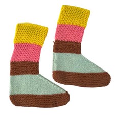 70s Crochet Multi-color Knit House Slippers