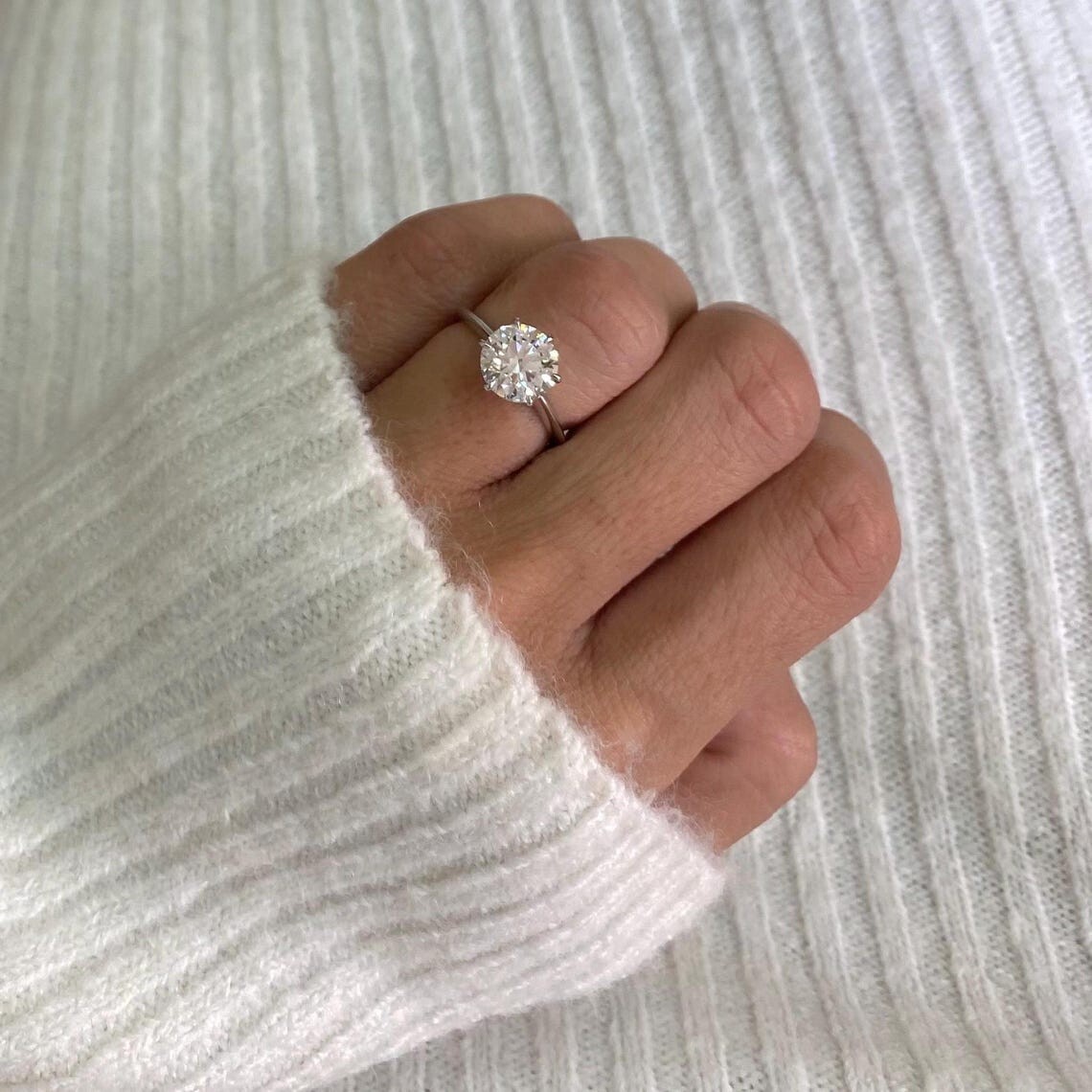 2.50 Ct F VS1 Round Cut Lab Grown Diamond Solitaire Engagement Ring 14k ...