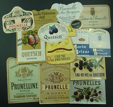 LOT PL2 15 ETIQUETTES ANCIENNES PRUNES PRUNELLES QUETSCHE OLD LABEL ALCOOL FRUIT