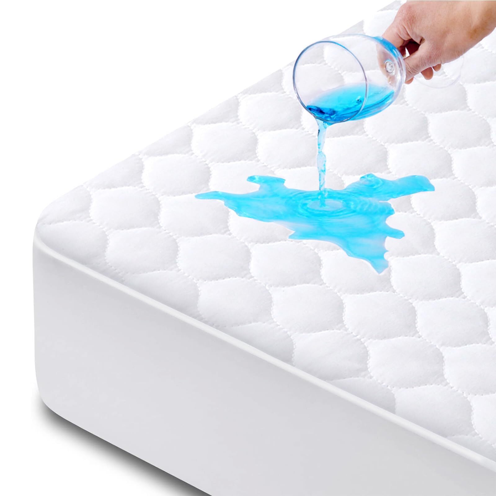 Quilted Waterproof Mattress Protector, Mattress Cover Queen Size Bed Breathab...