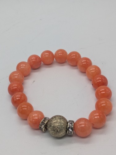 Orange Jade Perlen elastisches Stretch Gesundheitsarmband