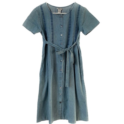 Dior Blue Print Vintage 90's Robbie Bee Denim Embroidered Mini Dress Dior Blue Print Vintage 90's Robbie Bee Denim Embroidered Mini Dress