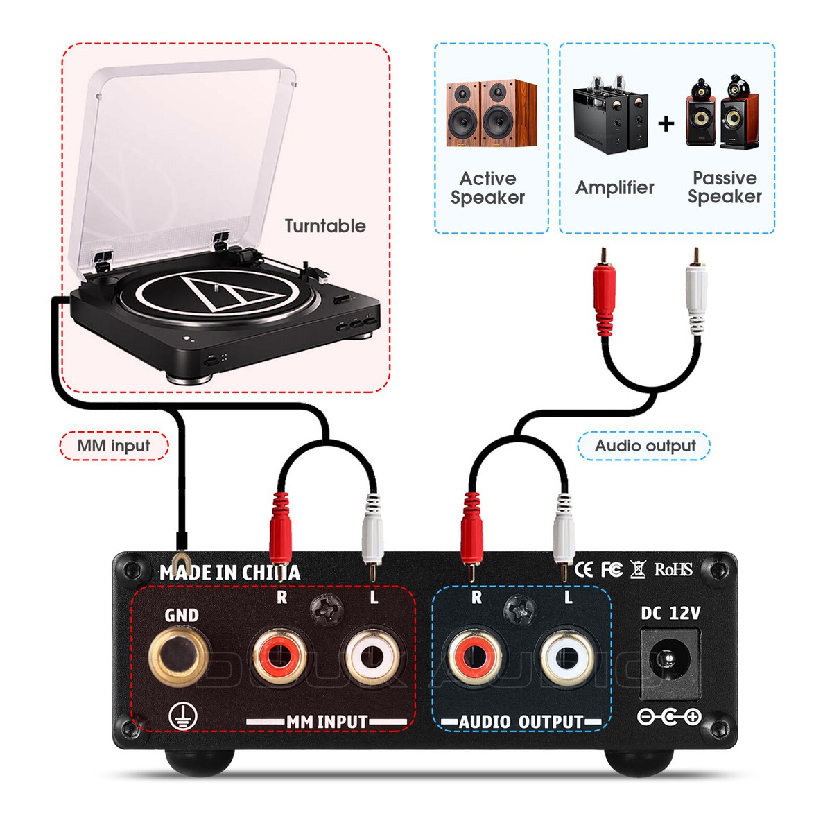 Nobsound T3 MM Phono Preamp Record Player Preamplifier HiFi 