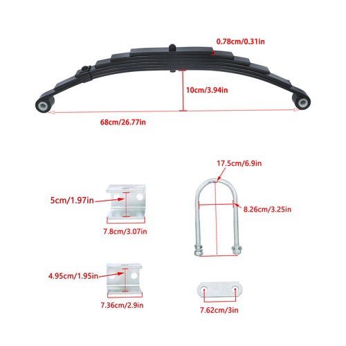 7000# 7k Tandem Trailer Axle Suspension Kit 6Leaf 3500# Spring U-bolt Hanger Kit - Foto 2 di 11