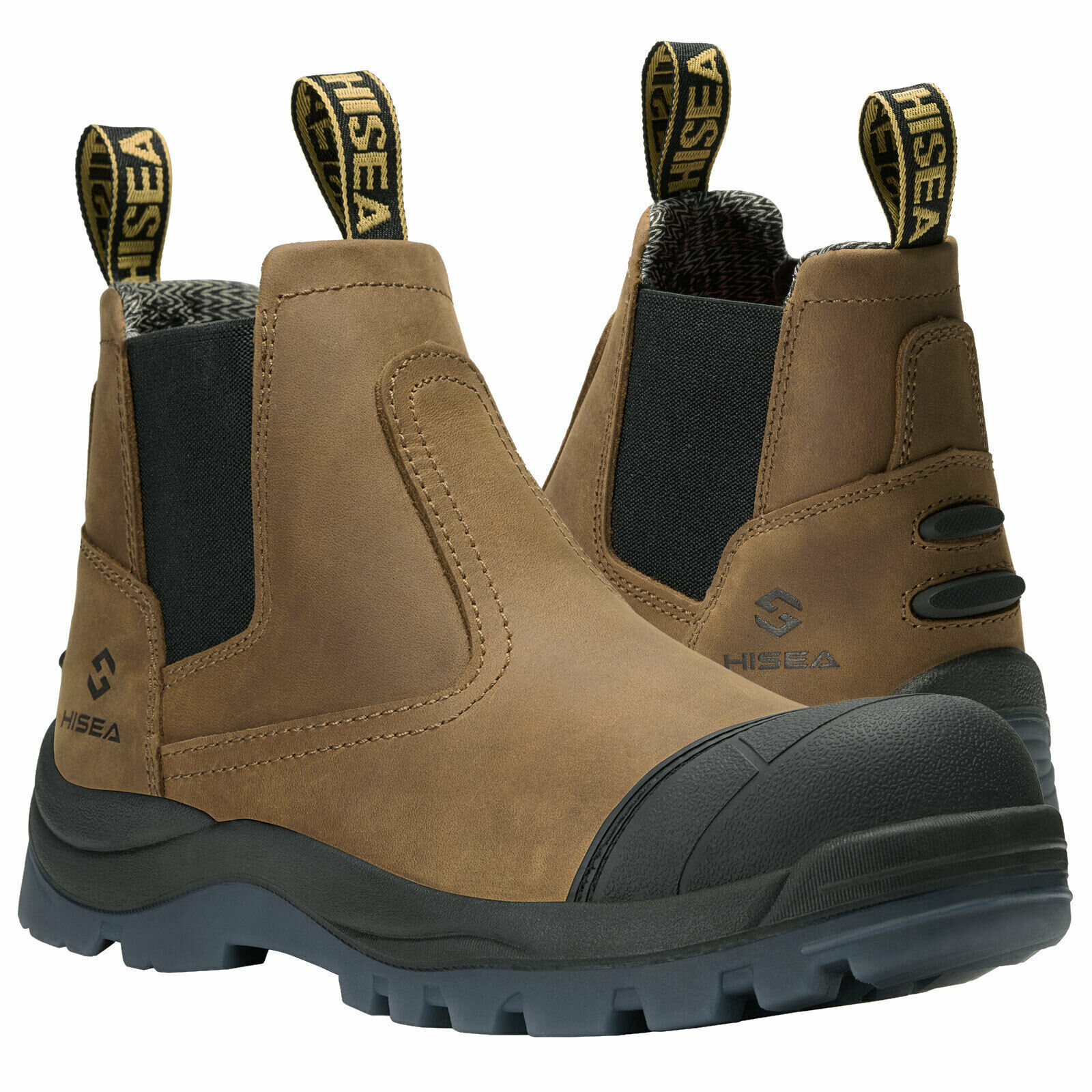 HISEA Men Work Boots Steel Toe Safety 