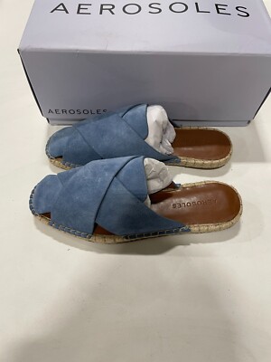 Aerosoles Womens Blue Braided Slide Slippers Shoes