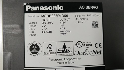 PANASONIC AC SERVO DRIVER MSDB083D1D06 750W (USED) DHL INT'L SHIPPING - Picture 4 of 6
