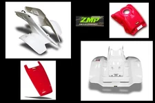 NEW HONDA TRX 250R PLASTIC WHITE FRONT REAR FENDERS RED TANK COVER SMOOTHY HOOD