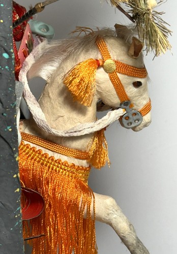 Antique Vintage Japanese Samurai Warrior Musha Doll On White Battle Horse - Picture 17 of 18