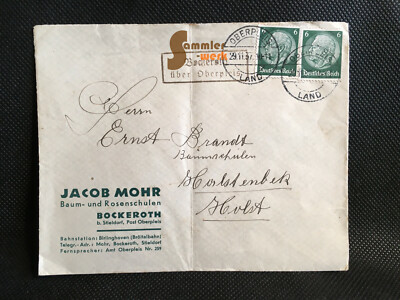 alter Brief/ JACOB MOHR Baumschulen Landpoststempel Bockeroth über Oberpleis