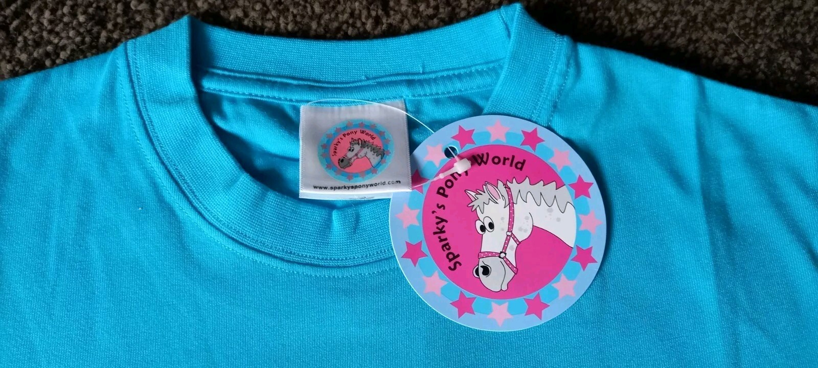 T shirt SPARKYS PONY WORLD 13 14 anni blu manica corta nuova con etichette