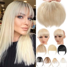 100 REAL Front Choppy Thin Hair Fringe Bangs Clip in REMY Human Hair Extensions