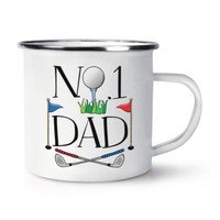 No.1 Dad Golf Retro Emaille Becher Tasse - Lustig Des Vaters Tag Geschenk