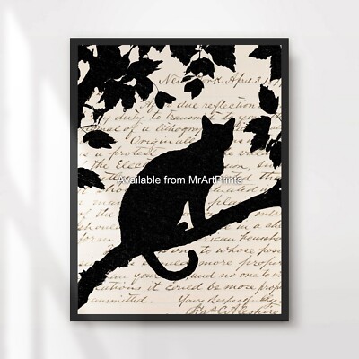 Schwarze Katze Silhouette Kunstdruck Poster Wandbild Kunstwerk Geschenk Besitzer XL