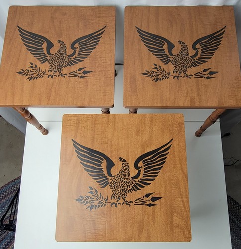 Set Vtg Mcm Stacking Nesting Tables TV Snack Plant Stand EAGLE - Picture 3 of 5