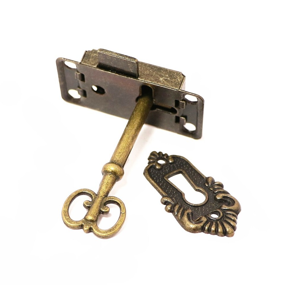 2x Vintage Door Lock Kit Key Decorative Cover Curio Antique