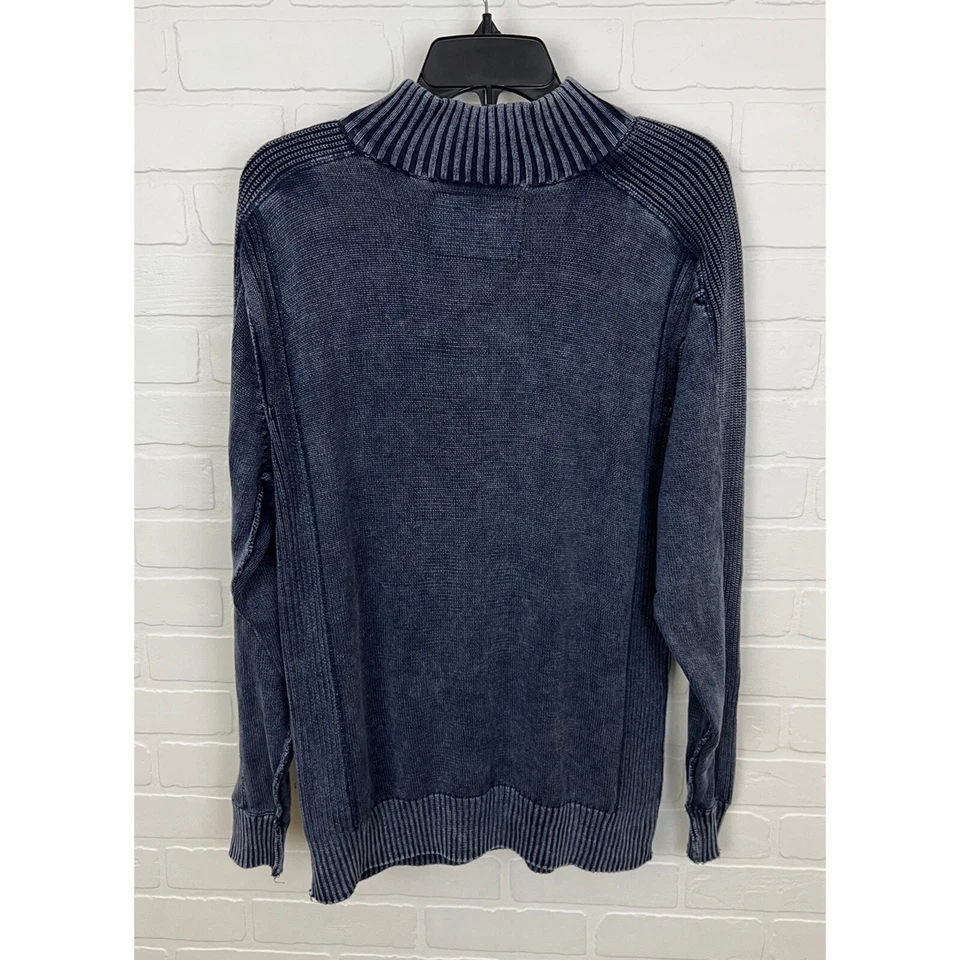 Suéter Pullover BKE Calce Atlético Para Hombres Azul Burnout 1/4 Cremallera Talla Mediana Foto 3 de 4