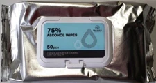 Alcohol Wipes 75% For Skin & Surface Cleaning Care 50ct With Lid Pack of 3 or 6