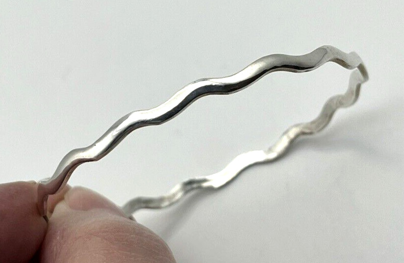 PETITE Solid Sterling Silver 925 Wave BANGLE BRAC… - image 3