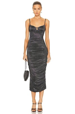 JONATHAN SIMKHAI STANDARD Cristina Midi Dress in Black XSmall New Womens