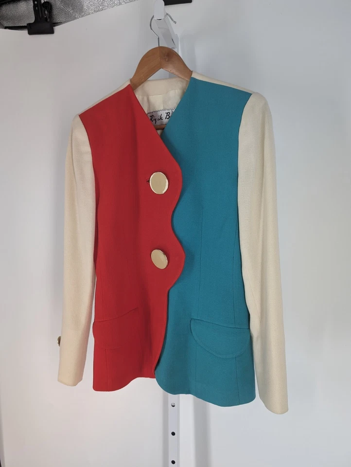 Chaqueta Blazer Ilie Wacs Grupo Memphis Arte Escultural Bloque de Color Nueva Ola De Colección Años 80 Foto 4 de 4