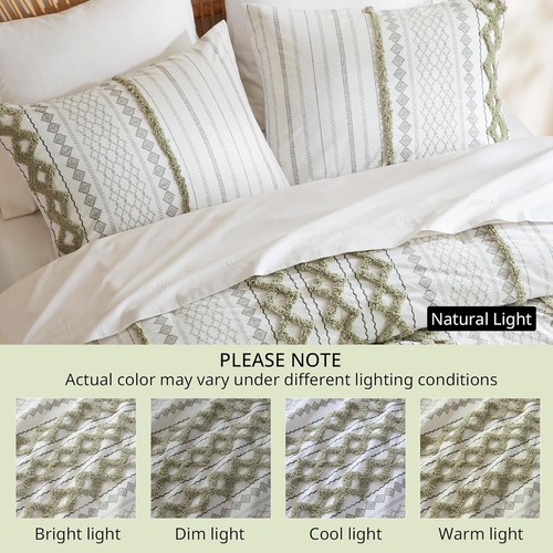 All-Season King Comforter Set with Aztec Design and Chenille Shams - 100% Cotton - Picture 7 of 11