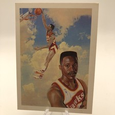 1990-91 NBA Hoops - Art Card Team Checklist Dominique Wilkins #355