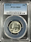 1955-D 25C Washington Quarter Dollar PCGS MS65   80476726