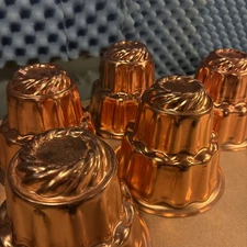 5 Vintage Copper Color Jello Molds/6 Cup/Tiered/Hook for Hanging