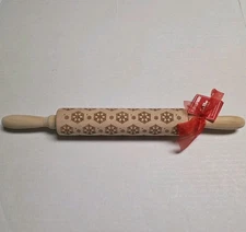 Christmas Snowflake Wood Embossed Rolling Pin B&B Bread + Butter - Approx. 15.5"