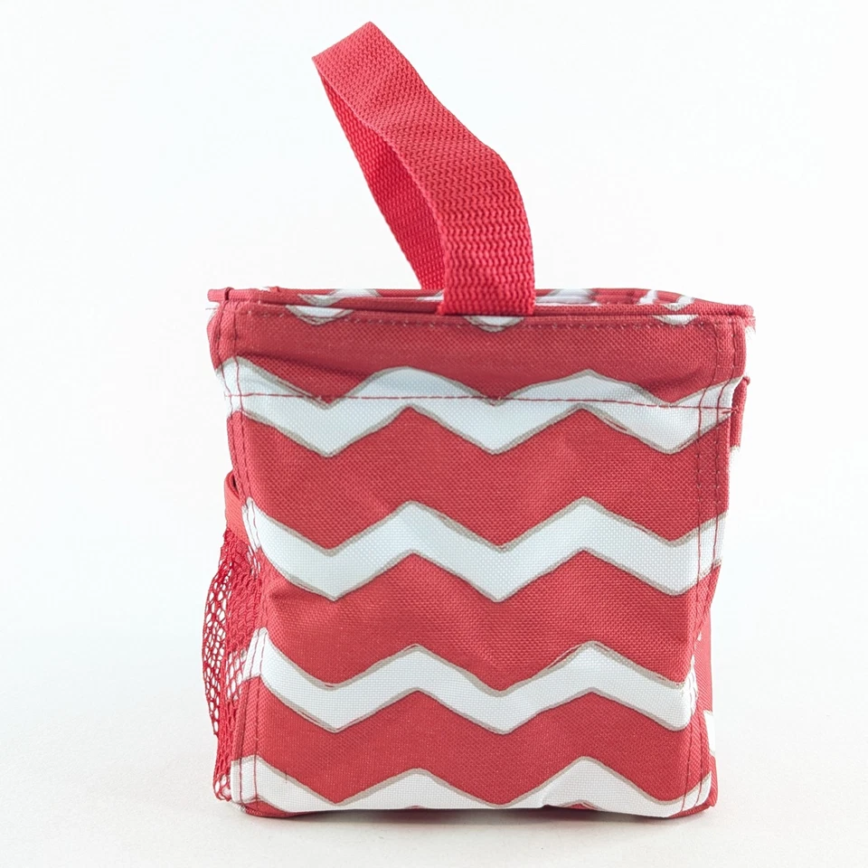"Bolso de Mano Thirty-One Rojo Blanco Chevron Littles Carry-All Caddy 6"" Cubo Utility" Foto 4 de 4