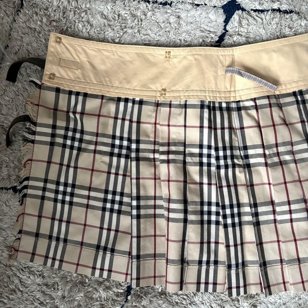 BURBERRY BLUE LABEL Wrap Mini Skirt Nova Check Pleated Size 38 100