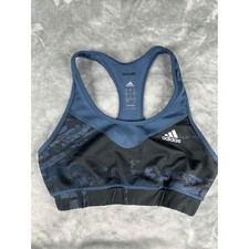 Adidas Sports Bra Womens S Blue Techfit Climalite Racerback Marble Print Active