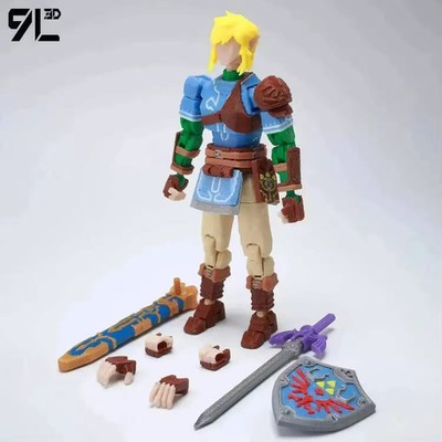 Link Zelda Dummy 13 Figure 3D Print With Master Sword Shield Fidget Desk Toy