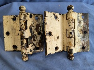 Lot of 2 Hager Brass 3 3/8" Hinge Ball Tip Vintage Door Hardware Offset