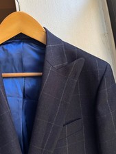 Rare Zegna Trofeo Cashmere Suit 40R - Navy-Gray Windowpane - 2-Piece