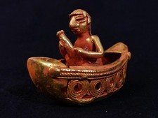 Figurka 02 Muisca replika prekolumbijskie muzeum Bogota brąz pozłacany 95mm