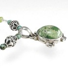 925 Beaded Jade Necklace w Oval Cabochon Pendant, Toggle Clasp, 29 g 17.5 in — photo 3