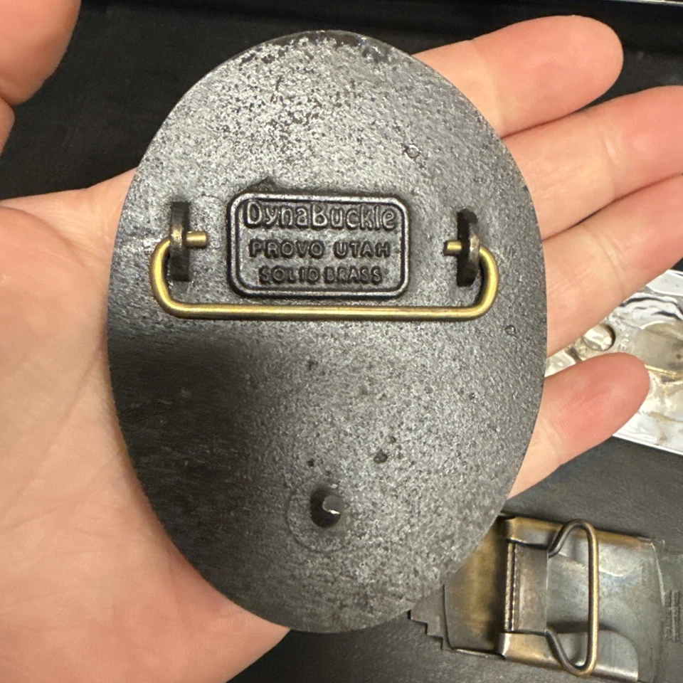 3 Belt Buckles Chambers Belt Co.made in USA, Dyna  Provo Utah, College seal - Image 3 of 4