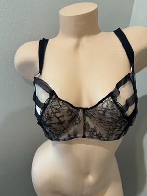 Chantal Thomass Black Lace Tan Wired Unpaded Bra Balconette   38C