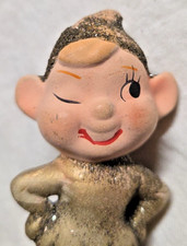 Commodore Japan Elf Pixie Sprite Winking Christmas Ornament Ceramic Vintage 3.5"