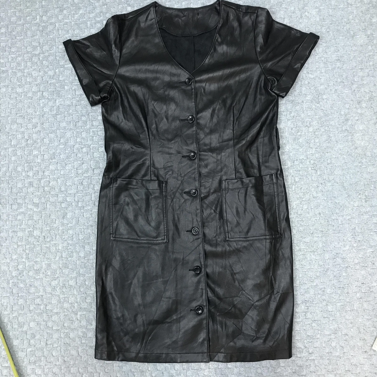 h and m leather dress New H&M X MOSCHINO Black Leather Buckle Dress US Sz 2 34 NWT Sold Out  Limited