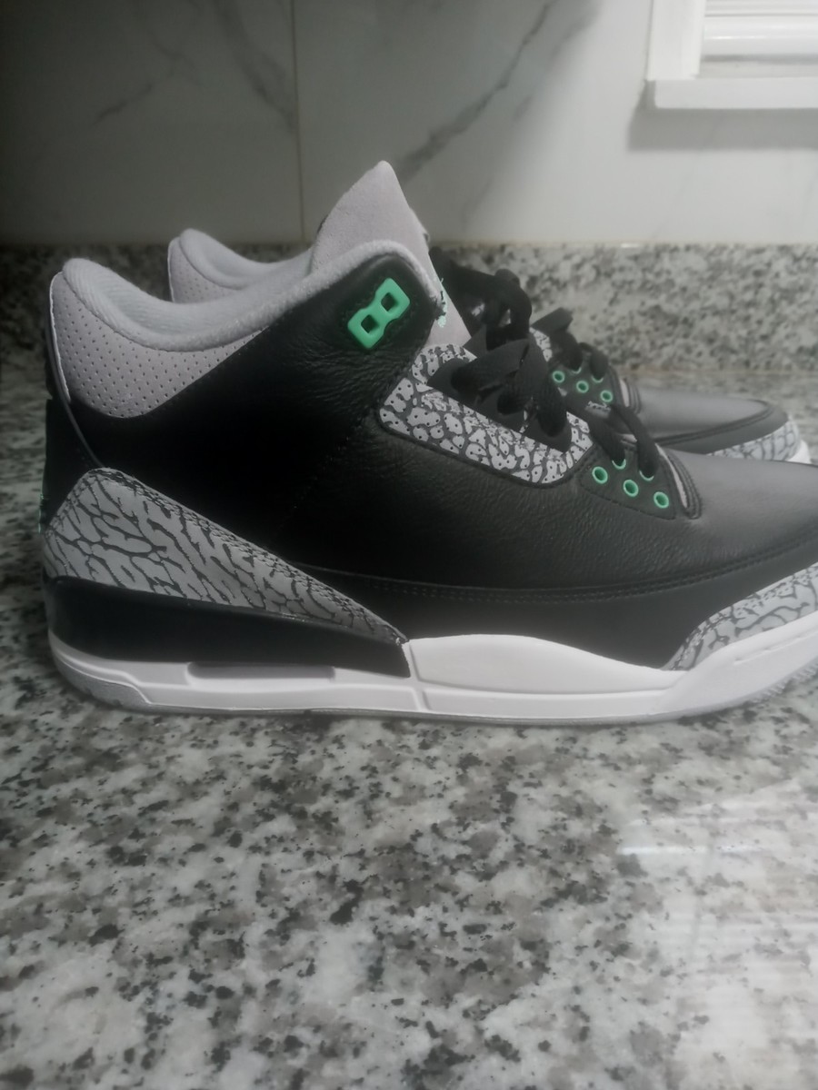 Brand New Men\'s Air Jordan 3 Retro Black / Gray Sneakers with Green Size 11.5 NEW* Men NIKE Air Jordan 3 Retro Black/Green-Grey (CT8532  main image 4