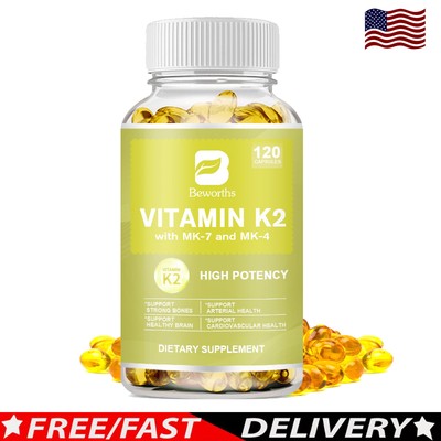 Vitamin K2 (MK7)  500mcg Supplement, Vitamin Capsules, Support Immune Health