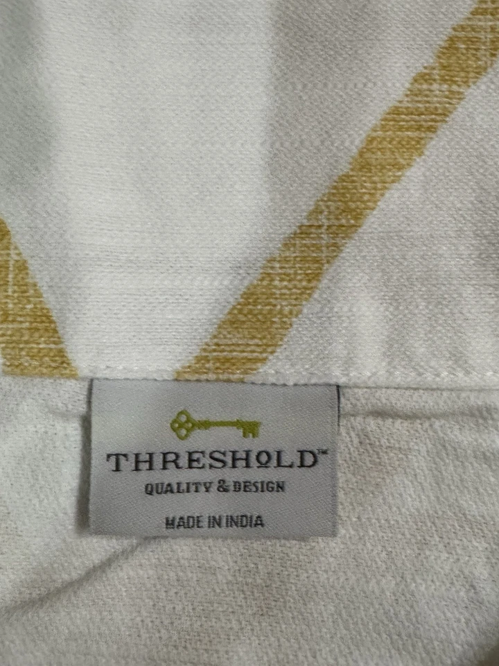 Painel de cortina de algodão marfim e amarelo real limiar - Imagem 3 de 4