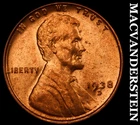 1938-D Lincoln Wheat Cent - Red Choice Gem Brilliant Unc  Lustrous  #G8687