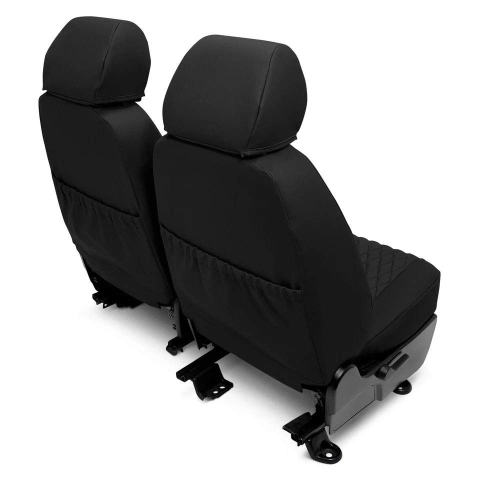 For Jaguar S-Type 00-01 Diamond Quilted 1st Row Black & Black Custom Seat Covers Foto 4 de 4